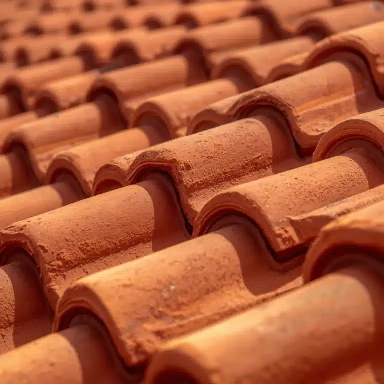 Tuiles en terre cuite traditionnelles d'une toiture toulousaine
